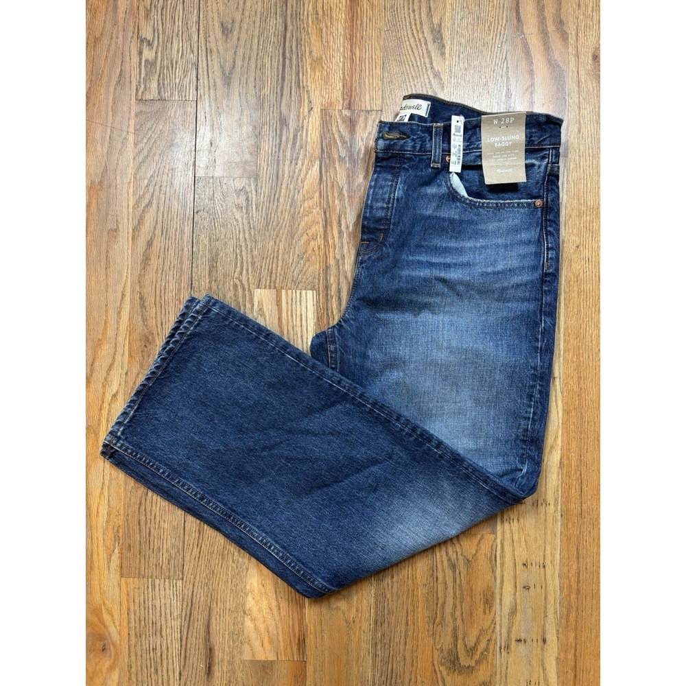 NWT Madewell Low-Slug Baggy Jeans Blue Slouchy Relaxed Buttonfly Size‎ 28P